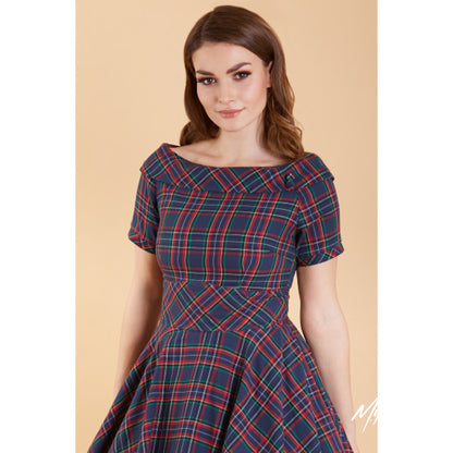 Darlene Dress Navy and Red Tartan – Nur in 44 noch da!