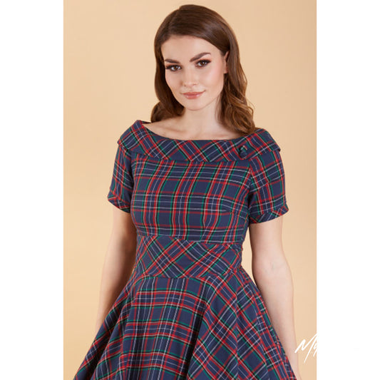 Darlene Dress Navy and Red Tartan – Nur in 44 noch da!