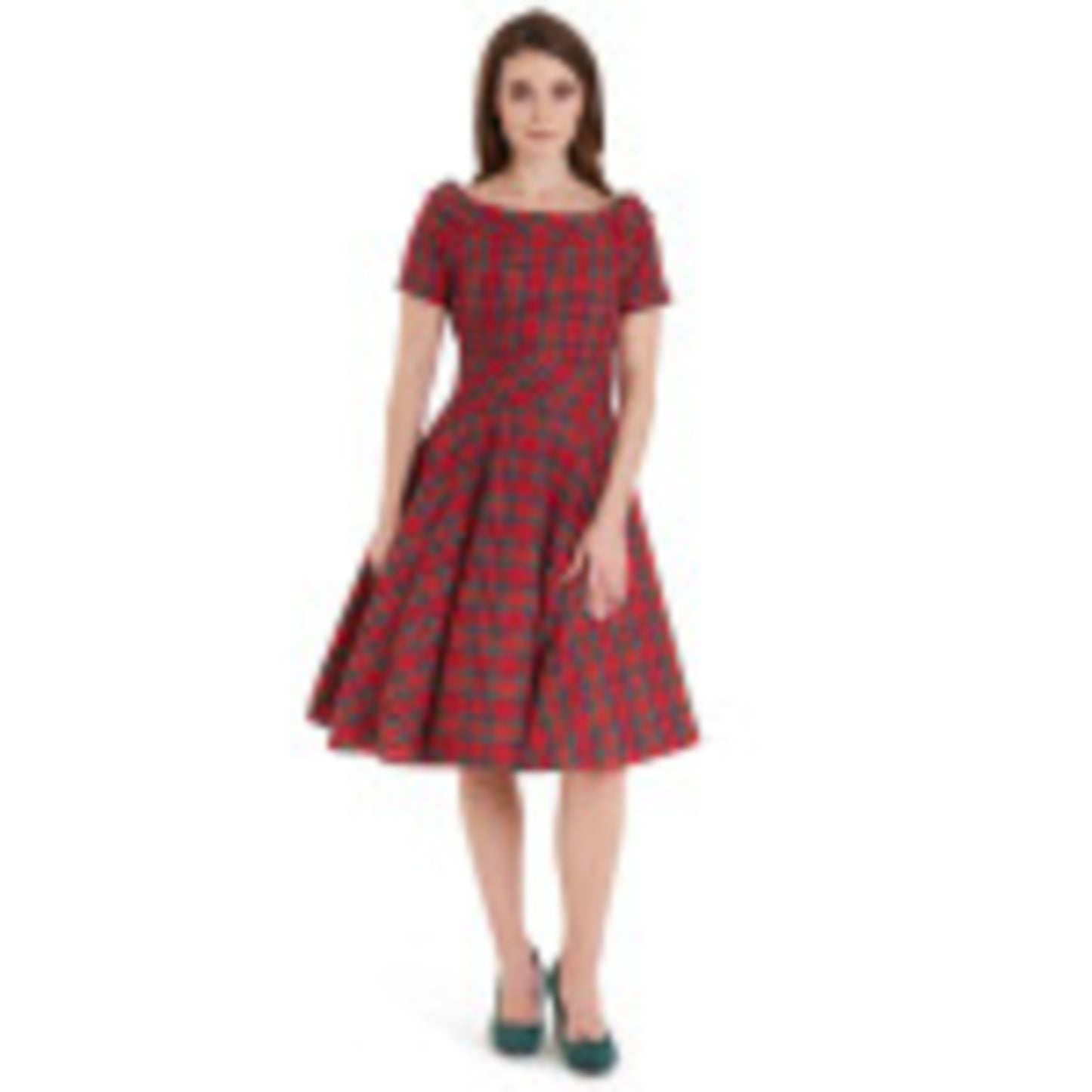 Darlene Retro Swing Dress in Red Tartan – Nur noch in 46!