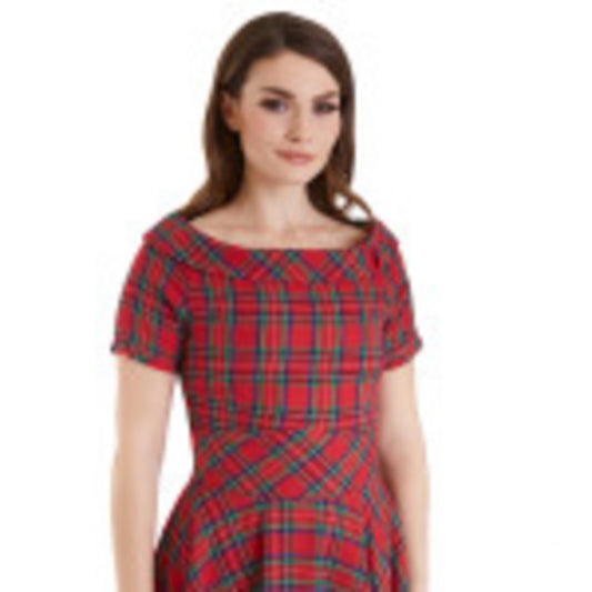 Darlene Retro Swing Dress in Red Tartan – Nur noch in 46!