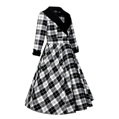 Tiffany 50s Coat Swingkleid in Black Tartan