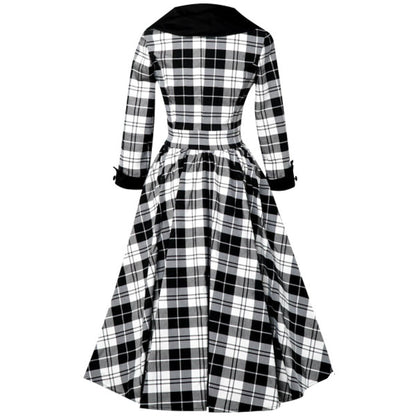 Tiffany 50s Coat Swingkleid in Black Tartan