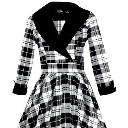 Tiffany 50s Coat Swingkleid in Black Tartan