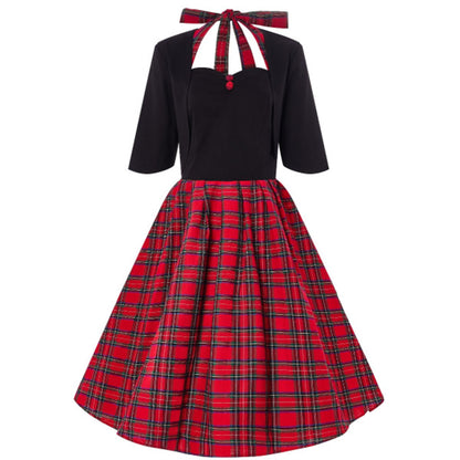 Sophia Swing Dress im Black & Red Check