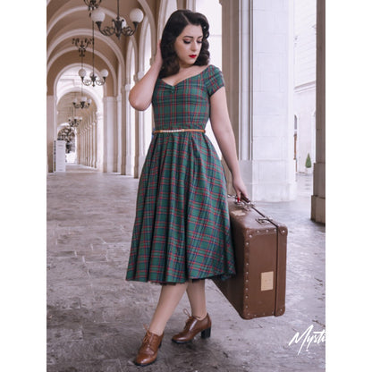 Lily Dress Green Tartan – Stilvoller 50er-Jahre-Charme