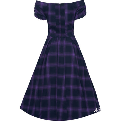 Lily Dress Purple Tartan – Stilvoller 50er-Jahre-Charme