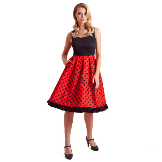 Amanda Swing Dress Black & Red – Klassischer 50s-Rockabilly-Charme