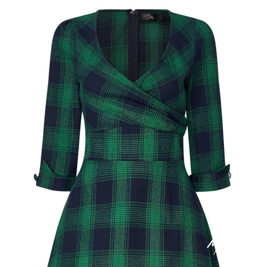 Katherine Swingkleid in Green Tartan – Klassischer Vintage-Stil trifft Komfort