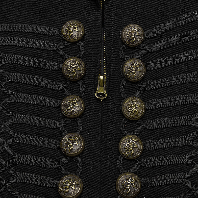 Gothic Herrenweste im Military-Stil von Punk Rave mit Stehkragen