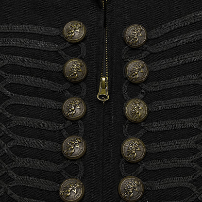Gothic Herrenweste im Military-Stil von Punk Rave mit Stehkragen