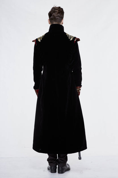 Schwarze Pirate Jacke für Herren mit Brokat und geprägten Knöpfen