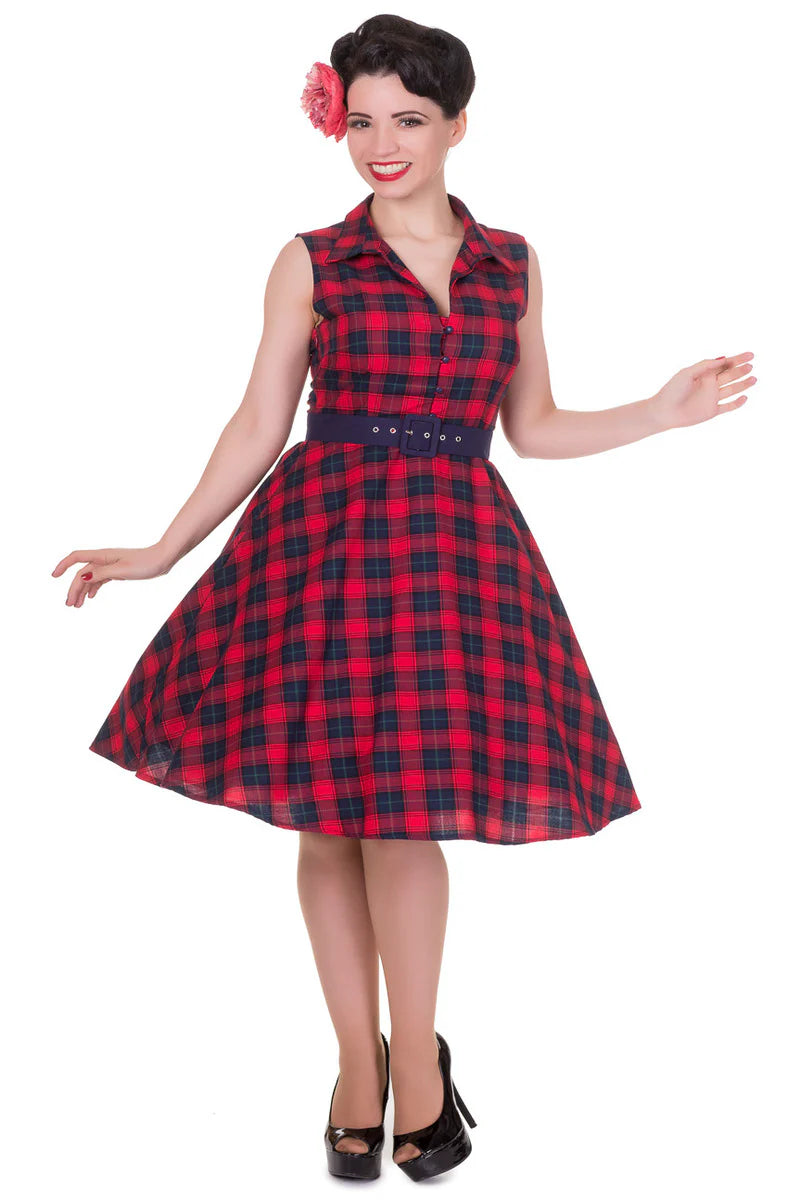 Poppy Retro Shirt Swing Dress im Red Check – Klassischer 50s-Charme mit Hemdblusenflair (kopie)