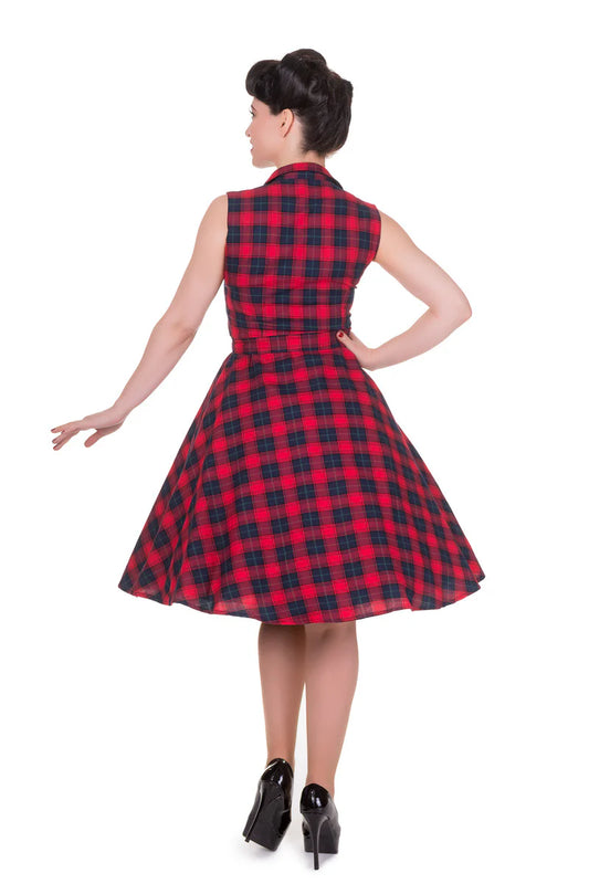 Poppy Retro Shirt Swing Dress im Red Check – Klassischer 50s-Charme mit Hemdblusenflair (kopie)