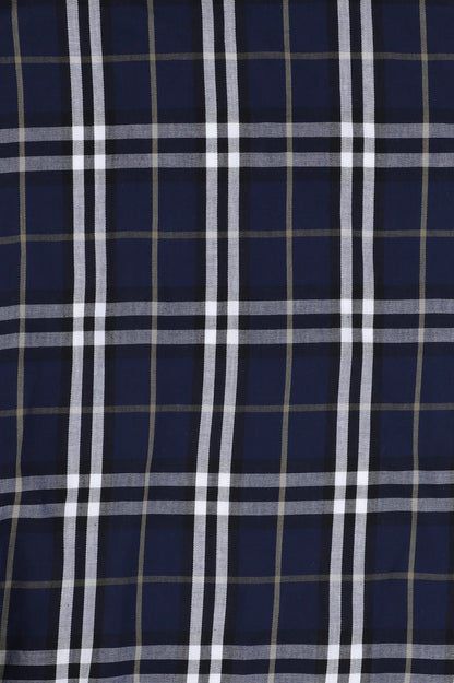 Lily Dress Navy White Tartan Nur in 38
