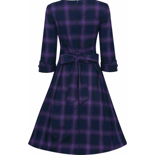 Katherine Swingkleid in Purple Tartan – Klassischer Vintage-Stil trifft Komfort