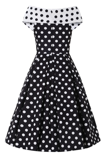 Beverly Cross-Over-Off-Shoulder Kleid – Zeitloser Polka Dots von Dolly & Dotty