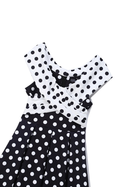 Beverly Cross-Over-Off-Shoulder Kleid – Zeitloser Polka Dots von Dolly & Dotty