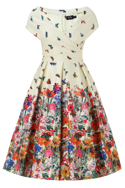 Beverly Cross-Over-Off-Shoulder Kleid – Butterfly Garden