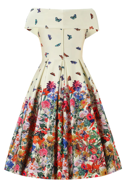 Beverly Cross-Over-Off-Shoulder Kleid – Butterfly Garden