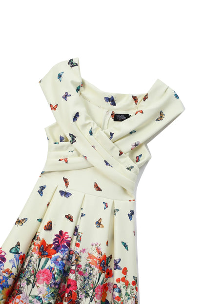 Beverly Cross-Over-Off-Shoulder Kleid – Butterfly Garden
