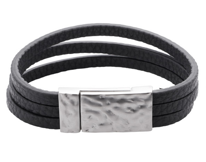 Armband aus schwarzem Leder mit Magnetverschluss