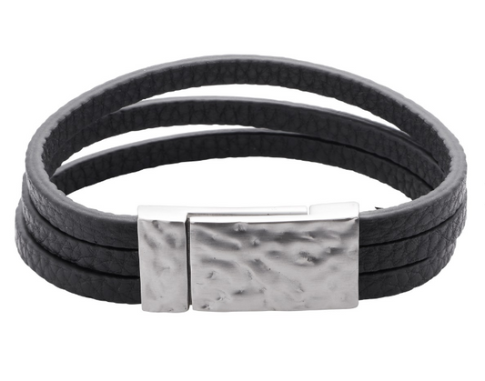 Armband aus schwarzem Leder mit Magnetverschluss