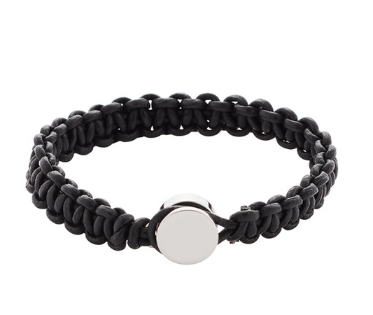 Armband mit geflochtener Lederkordel und Mittelelement