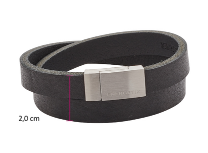 Gewickeltes Lederarmband mit mattem Edelstahlverschluss