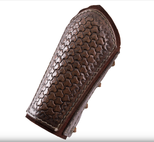Armschützer aus Leder mit Prägung und Wildleder, Paar, Braun oder Schwarz