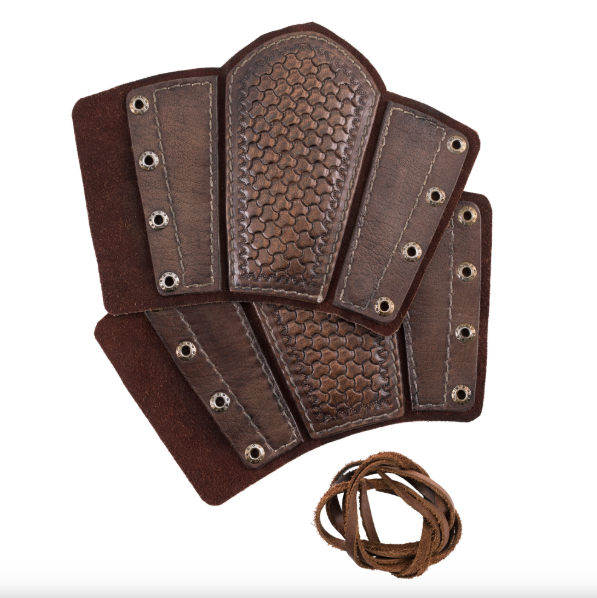 Armschützer aus Leder mit Prägung und Wildleder, Paar, Braun oder Schwarz