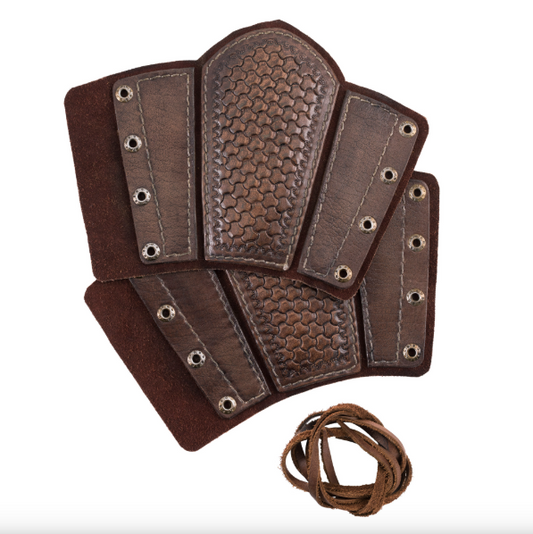Armschützer aus Leder mit Prägung und Wildleder, Paar, Braun oder Schwarz