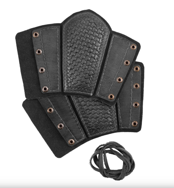 Armschützer aus Leder mit Prägung und Wildleder, Paar, Braun oder Schwarz