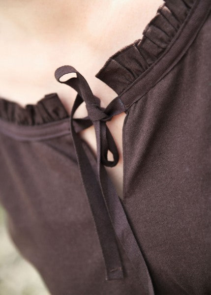 Mittelalter Bluse mit 3/4-Arm – Braun