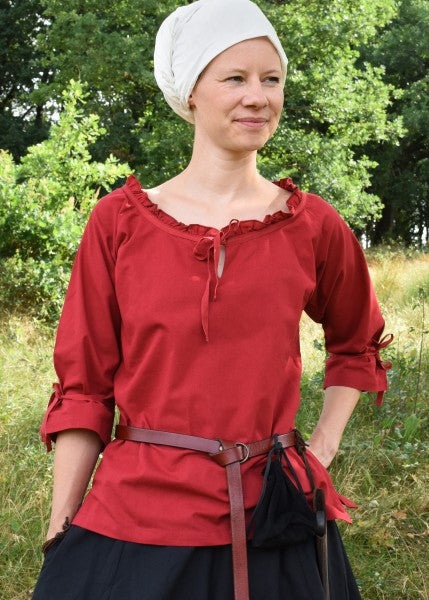 Mittelalter Bluse mit 3/4-Arm – Rot