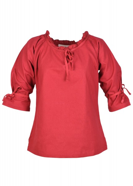 Mittelalter Bluse mit 3/4-Arm – Rot
