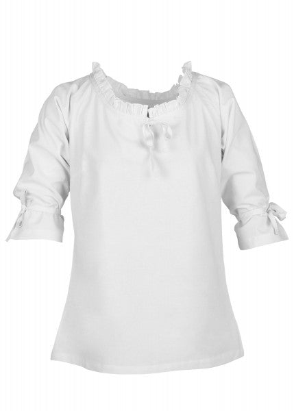 Mittelalter Bluse mit 3/4-Arm – Weiss