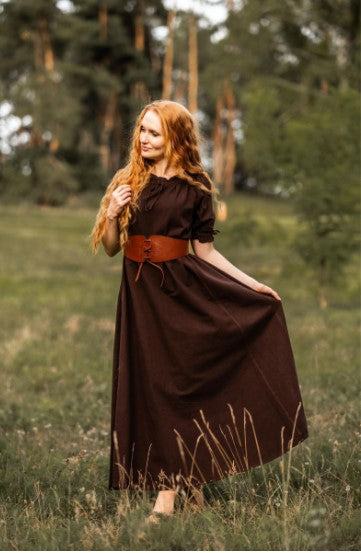 Kürzarmkleid Braun
