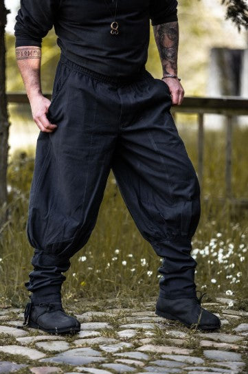 Mittelalter Hose Tiago mit Beinschnürung, Schwarz