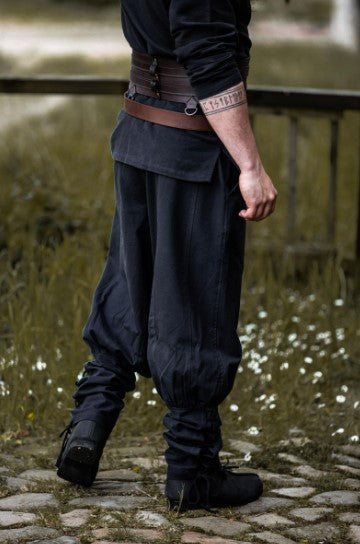 Mittelalter Hose Tiago mit Beinschnürung, Schwarz