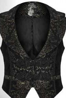 Gothic Herrenweste aus Jacquard und Samt von Devil Fashion
