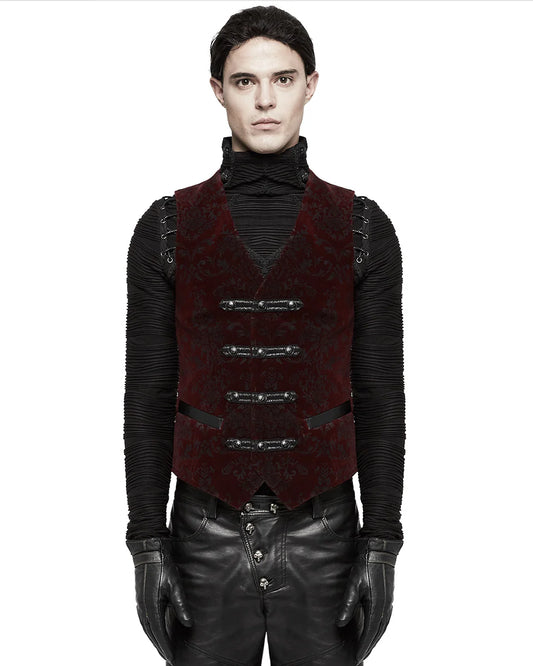 Weste Elder Opera Rot – Viktorianischer Chic mit edlem Samtdesign