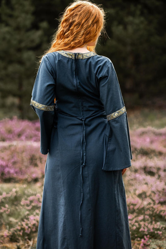 Mittelalter Baumwollkleid Blau