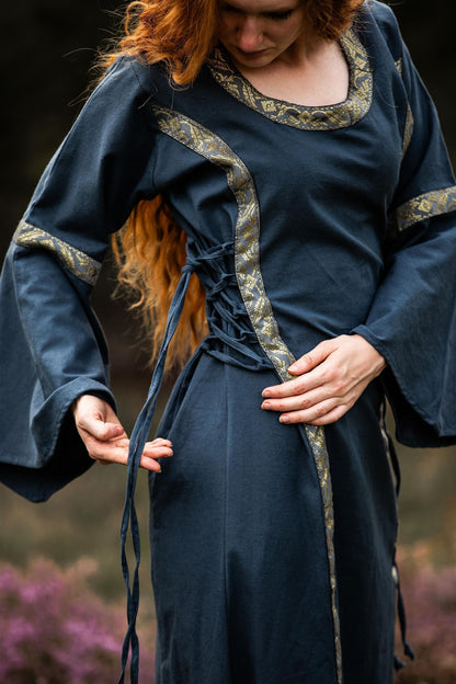 Mittelalter Baumwollkleid Blau