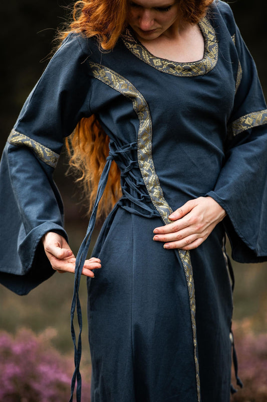 Mittelalter Baumwollkleid Blau