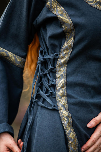 Mittelalter Baumwollkleid Blau