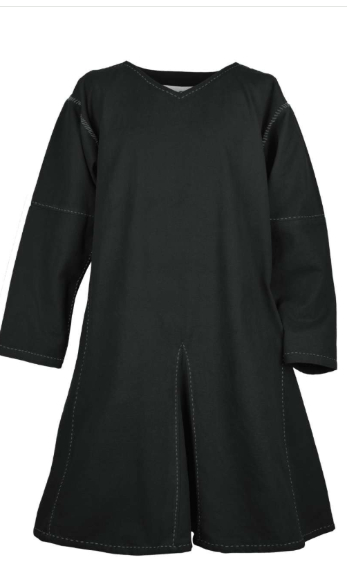 Mittelalter Kragelund Tunika, langarm, schwarz