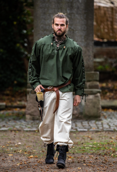 Mittelalter Schnürhemd mit Ösen, Grün