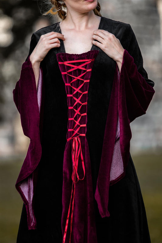 Mittelalter Samtkleid Schwarz/Rot