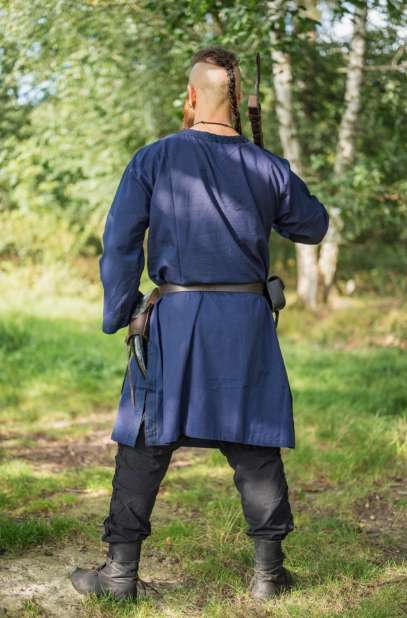 Mittelalter Tunika mit Bordüre, Blau