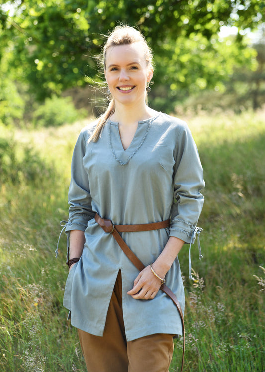 Mittelalter Frauen Tunika Blau Grau